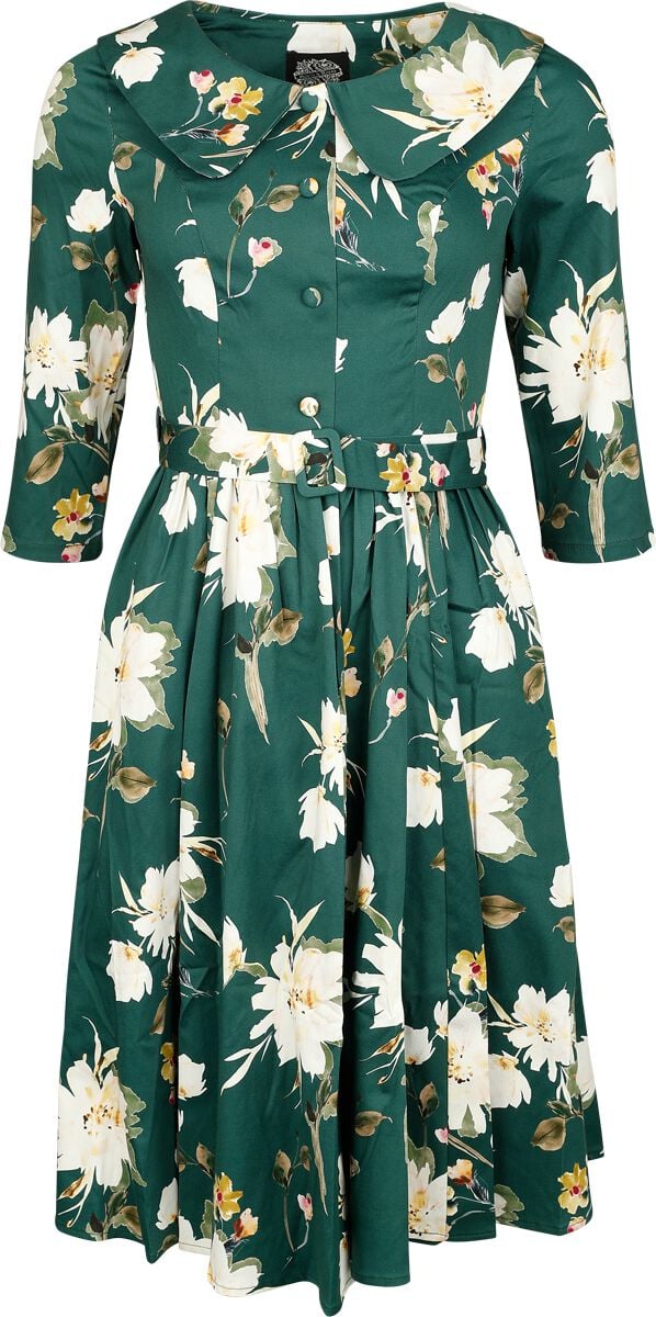 H&R London - Rockabilly Kleid knielang - Smaragd Flower Dress - XS bis XXL - für Damen - Größe XXL - multicolor H&R London - Rockabilly Kleid knielang - Smaragd Flower Dress - XS bis XXL - für Damen - Größe XXL - multicolor von H&R London