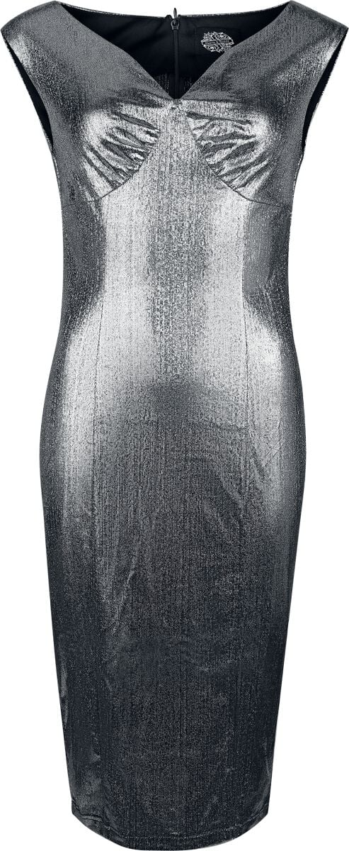H&R London - Rockabilly Kleid knielang - Silvafleur Dress - XS bis XXL - für Damen - Größe XXL - silberfarben H&R London - Rockabilly Kleid knielang - Silvafleur Dress - XS bis XXL - für Damen - Größe XXL - silberfarben von H&R London