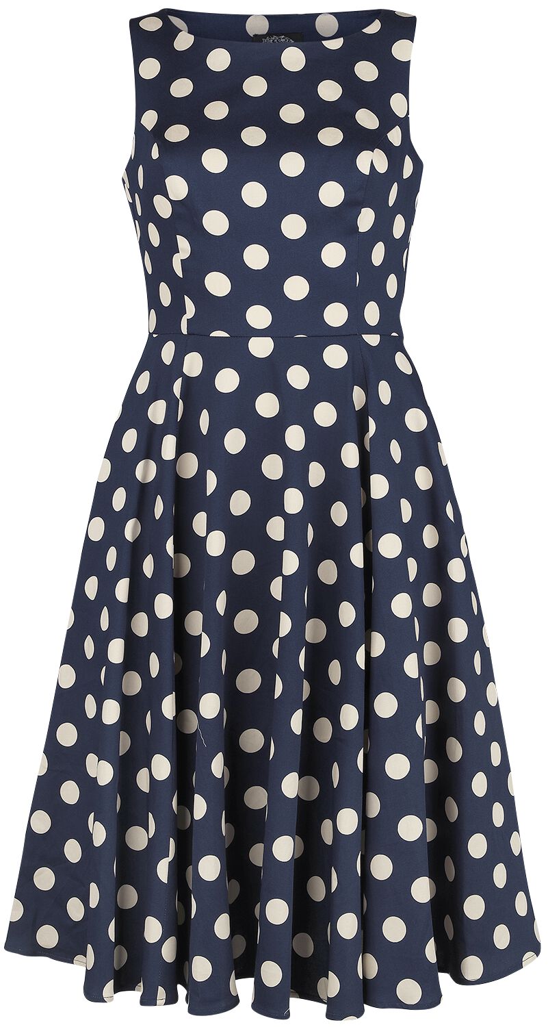 H&R London - Rockabilly Kleid knielang - Zea Swing Dress - XS bis 6XL - für Damen - Größe S - blau/weiß von H&R London