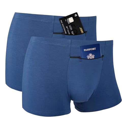 H&R Herren Pocket Underwear with A Secret Front Stash Pocket Panties, 2 Packs (Blue), Blau, X-Large von H&R