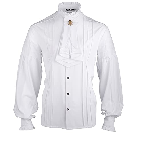 H&ZY Herren Piratenhemd Vampir Mittelalter Renaissance Viktorianisch Steampunk Gothic Rüschen Halloween Kostüm Erwachsene - Gold - Medium H&ZY Herren Piratenhemd Vampir Mittelalter Renaissance Viktorianisch Steampunk Gothic Rüschen Halloween Kostüm Erwachsene - Gold - Medium von H&ZY