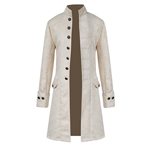 H&ZY Herren Steampunk Vintage Jacke Halloween Kostüm Retro Gothic viktorianischer Frock Mantel Uniform, Weiß, XX-Large H&ZY Herren Steampunk Vintage Jacke Halloween Kostüm Retro Gothic viktorianischer Frock Mantel Uniform, Weiß, XX-Large von H&ZY