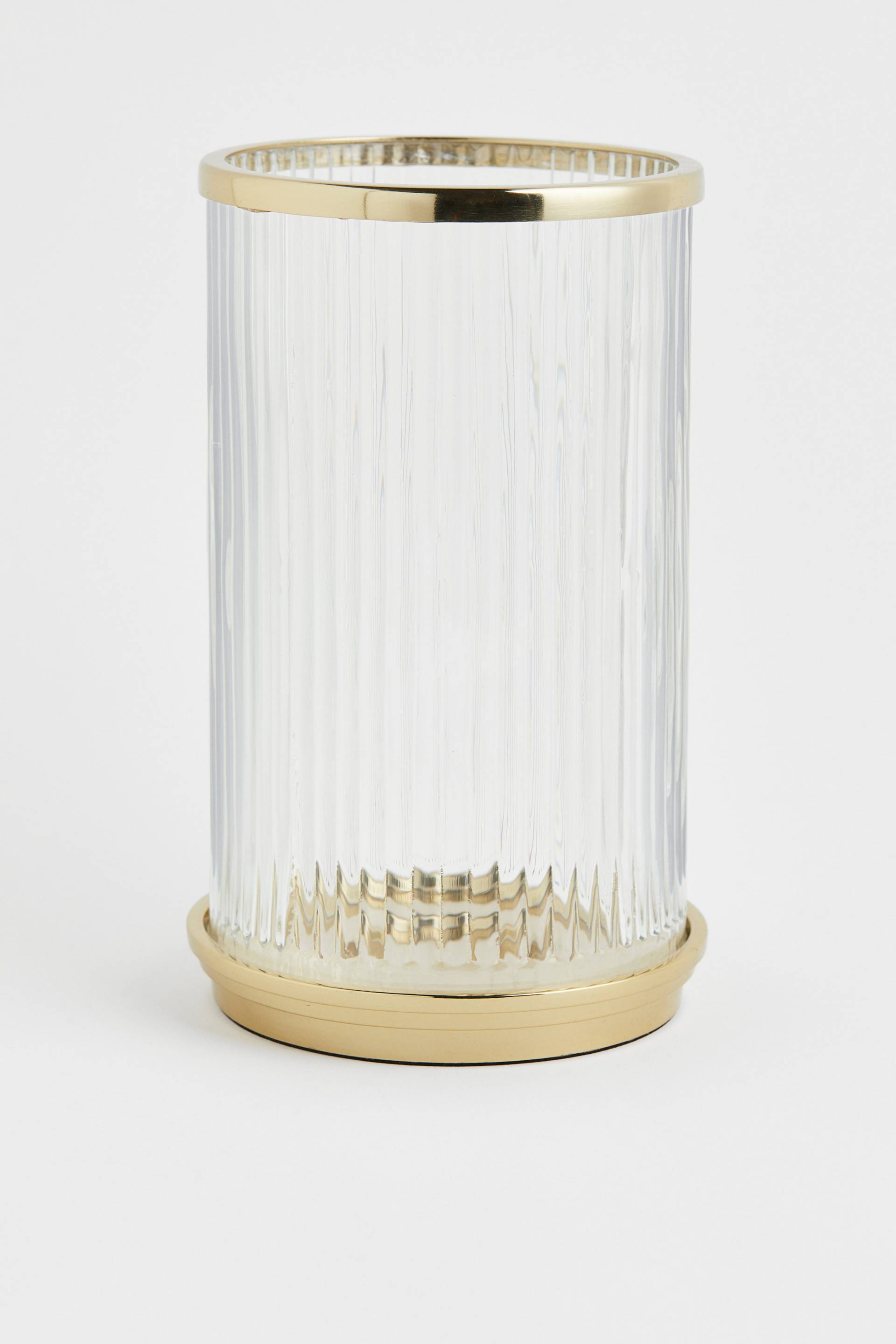 H&m Home Großes Windlicht aus geriffeltem Klarglas Goldfarben, Kerzenständer & Kerzenhalter in Größe Onesize. Farbe: Gold-coloured von H&m Home
