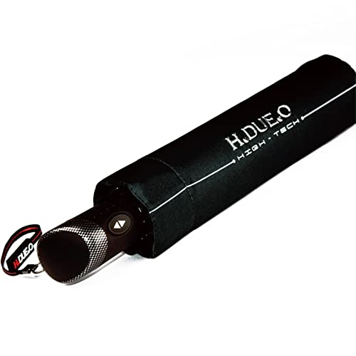 H.DUE.O HIGH-TECH Großer Regenschirm XL Automatisch Öffnen/Schließen. Winddichter Regenschirm Hohe Festigkeit Robust Herren Antioxidations-Finish Lange Lebensdauer Schnelltrocknend [STRATOS], Schwarz von H.DUE.O