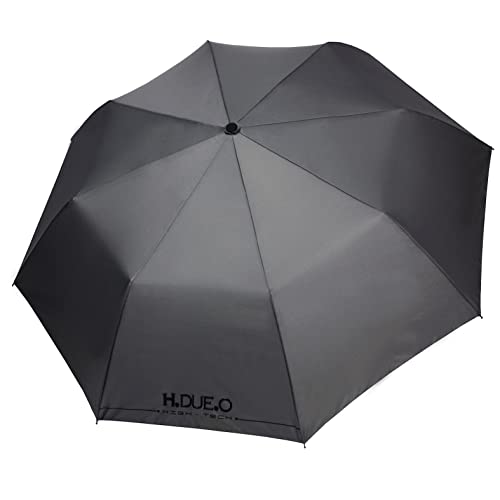 H.DUE.O HIGH-TECH Winddicht Automatisch Faltbarer Regenschirm Ultra+ Robust. Schnell trocknender Taschenschirm Mit Verstärkter Hülle [AACARI], grau, MINI AUTOMATICO von H.DUE.O