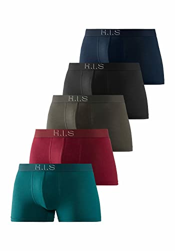 H.I.S Herren Boxershorts | 5er Pack (DE/NL/SE/PL, Alphanumerisch, XL, Regular, Regular, Petrol/Bordeaux/schwarz/olivgrün/Navy) von H.I.S