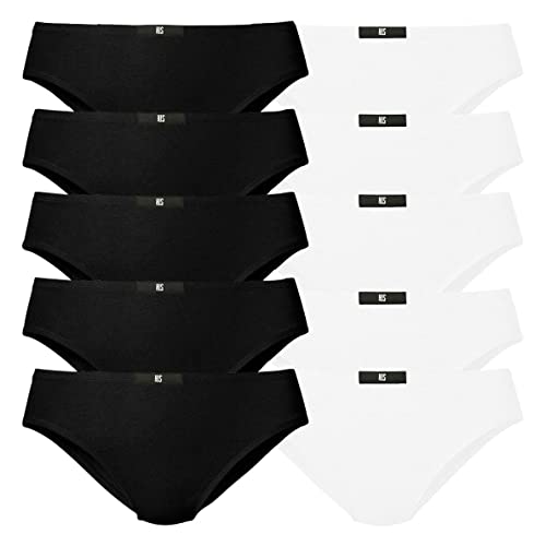 HIS Damen Slips H.I.S | auch große Größen | 10 Stück (5 x schwarz | 5 x weiß, 40) von H.I.S LM