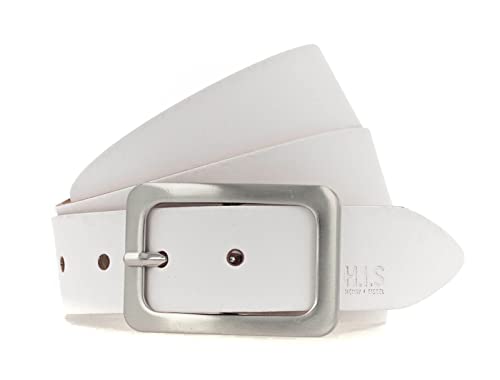 H.I.S 35mm Leather Belt W85 White von H.I.S