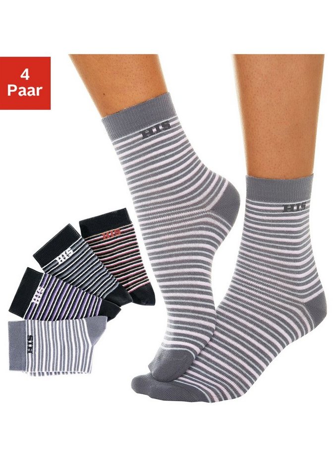 H.I.S Basicsocken (Set, 4-Paar) mit eingestricktem Markenlogo von H.I.S