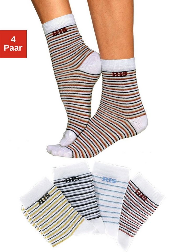 H.I.S Basicsocken (Set, 4-Paar) mit eingestricktem Markenlogo von H.I.S