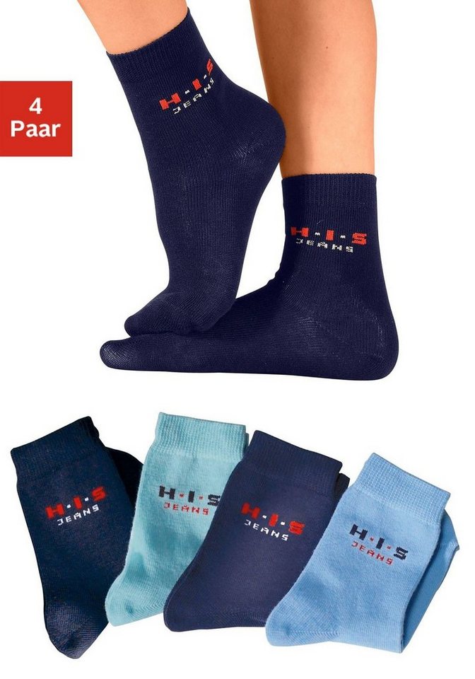 H.I.S Basicsocken (4-Paar) mit kontrasfarbenem Logo von H.I.S