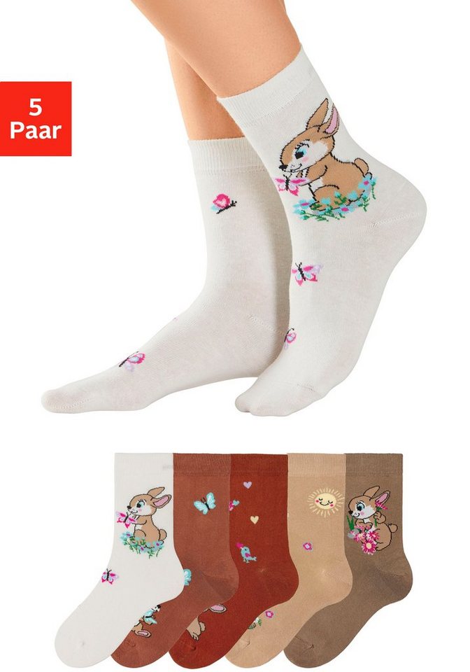 H.I.S Basicsocken (Packung, 5-Paar) mit Hasen Motiven von H.I.S