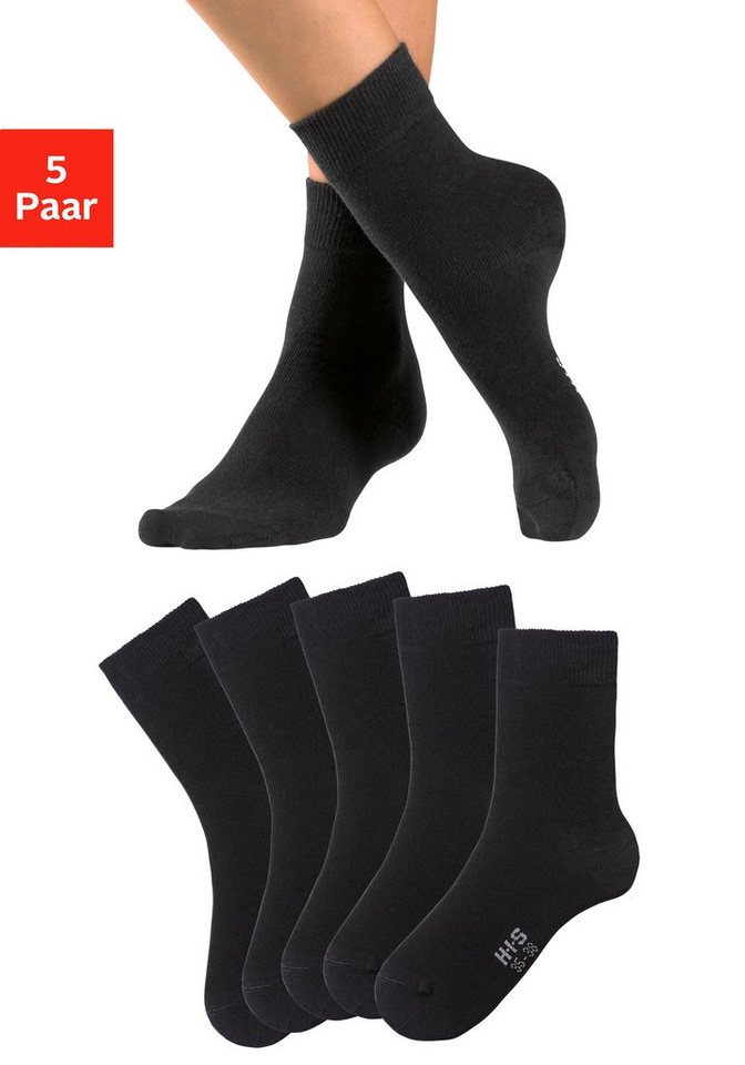H.I.S Basicsocken (Packung, 5-Paar) mit besonders weichem Bündchen von H.I.S