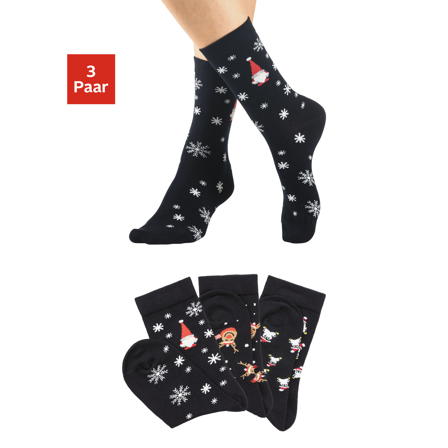 H.I.S Basicsocken Damen 3x schwarz Gr.39-42 von H.I.S