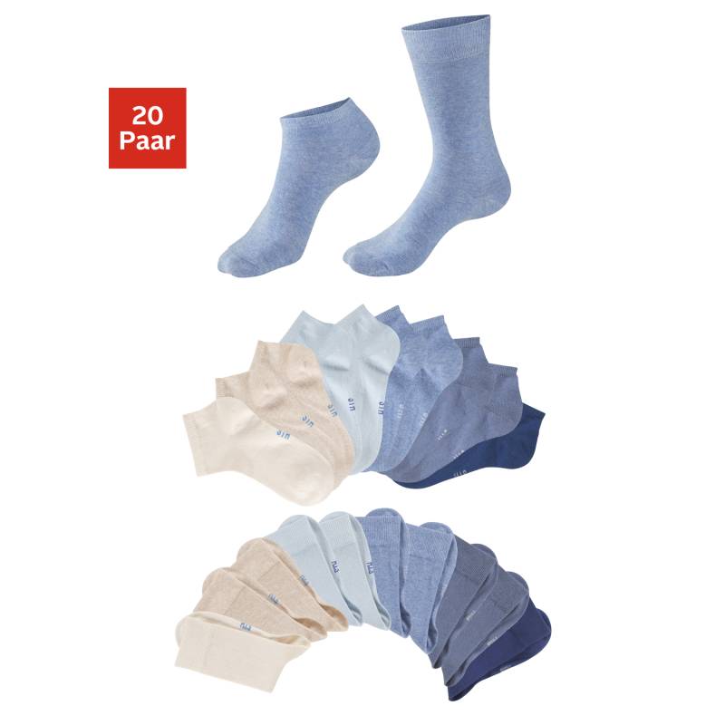 H.I.S Basicsocken Damen 4x jeans, 2x ecru, 4x beige, 4x hellblau, 4x blau, 2x dunkelblau Gr.35-38 von H.I.S