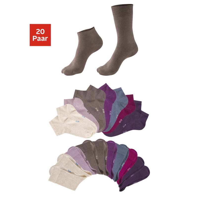 H.I.S Basicsocken Damen 4x taupe, 4x beige, 4x pflaume, 2x jeans, 2x lila, 2x beere, 2x alt rosa Gr.35-38 von H.I.S