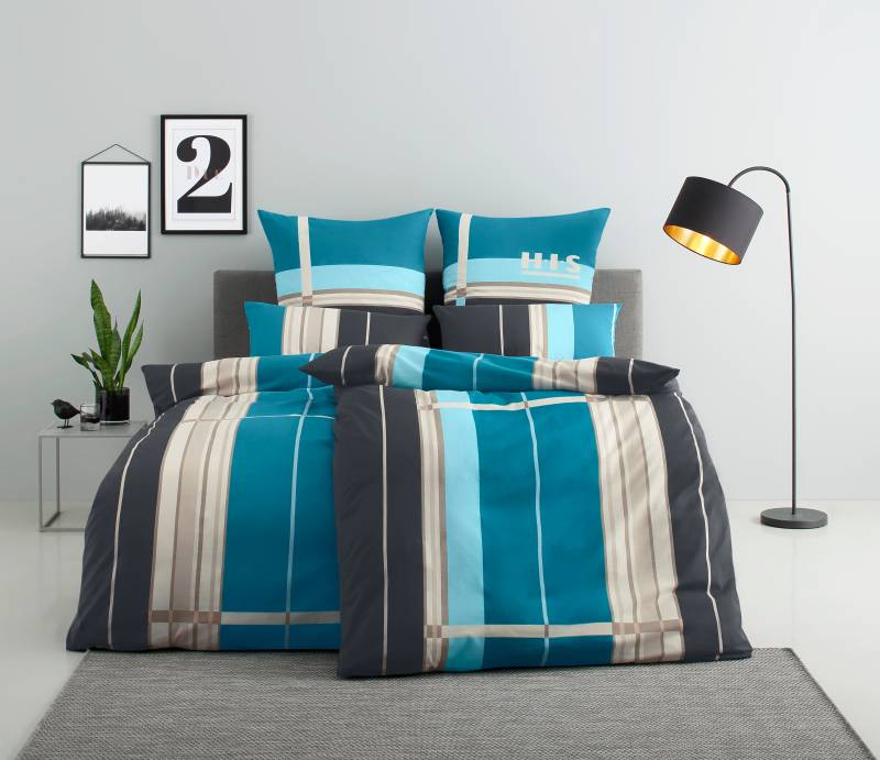 H.I.S Bettwäsche "Golfi in Gr. 135x200 oder 155x220 cm" 2 Stk. tlg. Bettwäsche aus Baumwolle, sportliche Bettwäsche mit Streifen von H.I.S