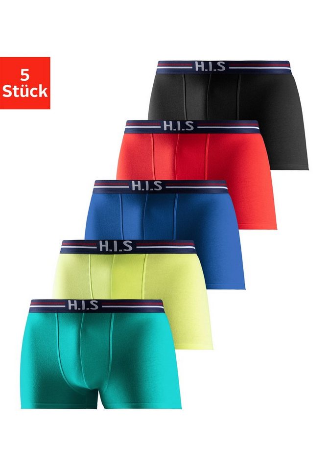 H.I.S Boxer (Packung, 5-St) mit Streifen und Markenlogo im Bund von H.I.S