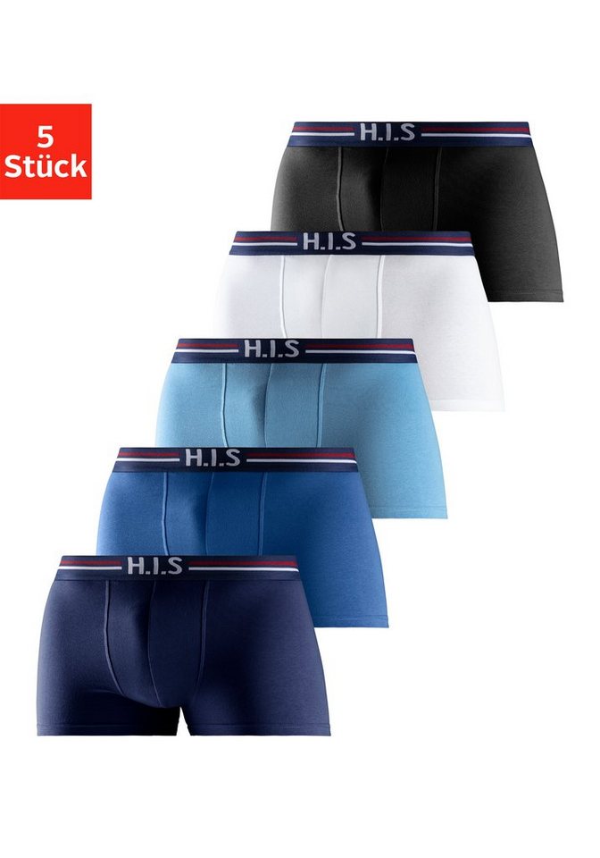 H.I.S Boxer (Packung, 5-St) mit Streifen und Markenlogo im Bund von H.I.S