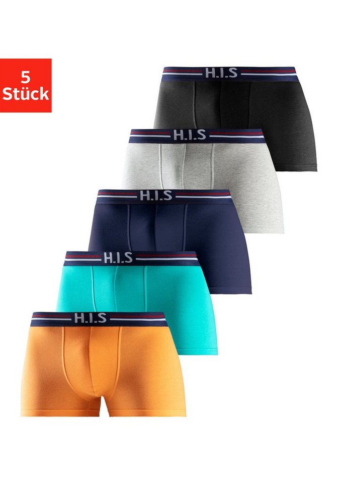 H.I.S Boxer (Packung, 5-St) mit Streifen und Markenlogo im Bund von H.I.S