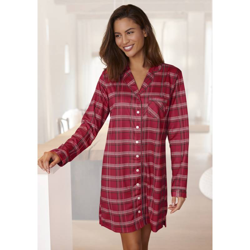 H.I.S Damen Nachthemd rot-kariert Gr.46 von H.I.S