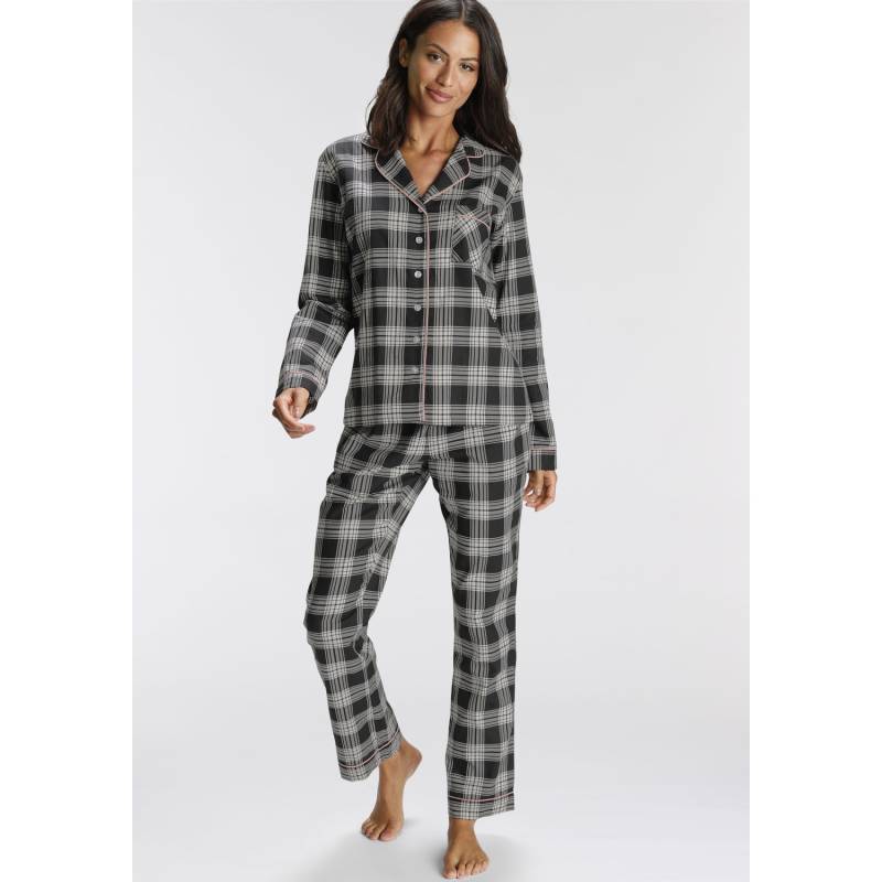 H.I.S Damen Pyjama schwarz-weiß Gr.44 von H.I.S