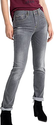 H.I.S Damen Stretch Jeans Marylin High Rise Slim Leg (L33) (Grau (Premium Grey Wash 9953), W26/L33 (Herstellergröße: 34/33)) von H.I.S