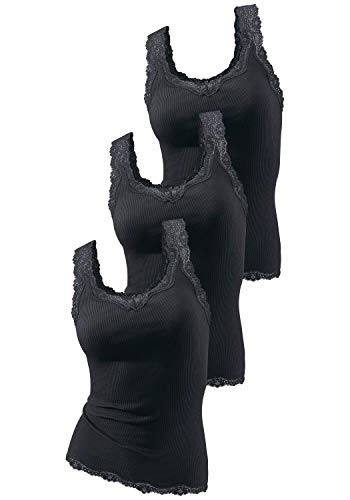 H.I.S Damen Tops mit Spitze, 3er Pack, schwarz von H.I.S