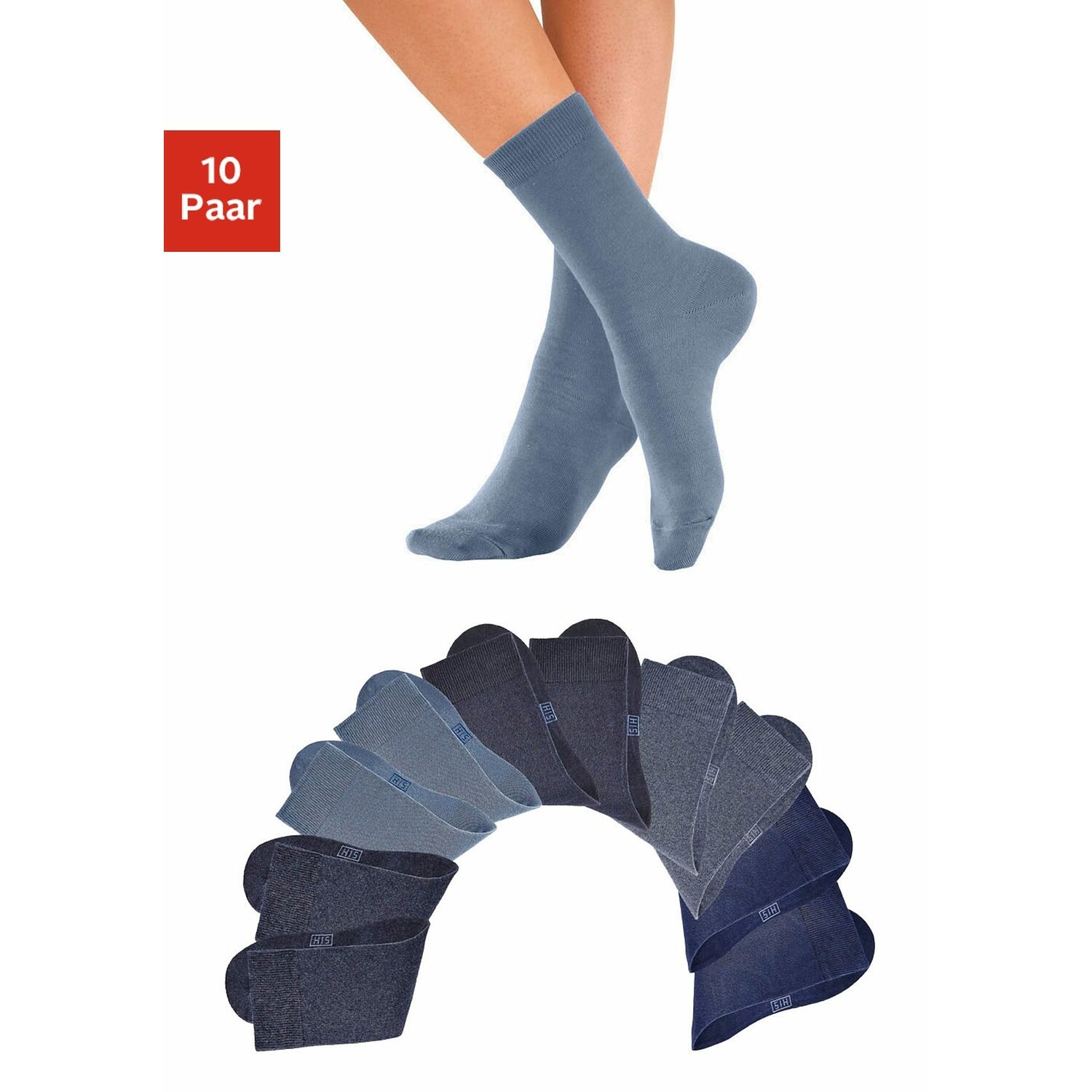 H.I.S Freizeitsocken Damen 10x blau Gr.39-42 H.I.S Freizeitsocken Damen 10x blau Gr.39-42 von H.I.S