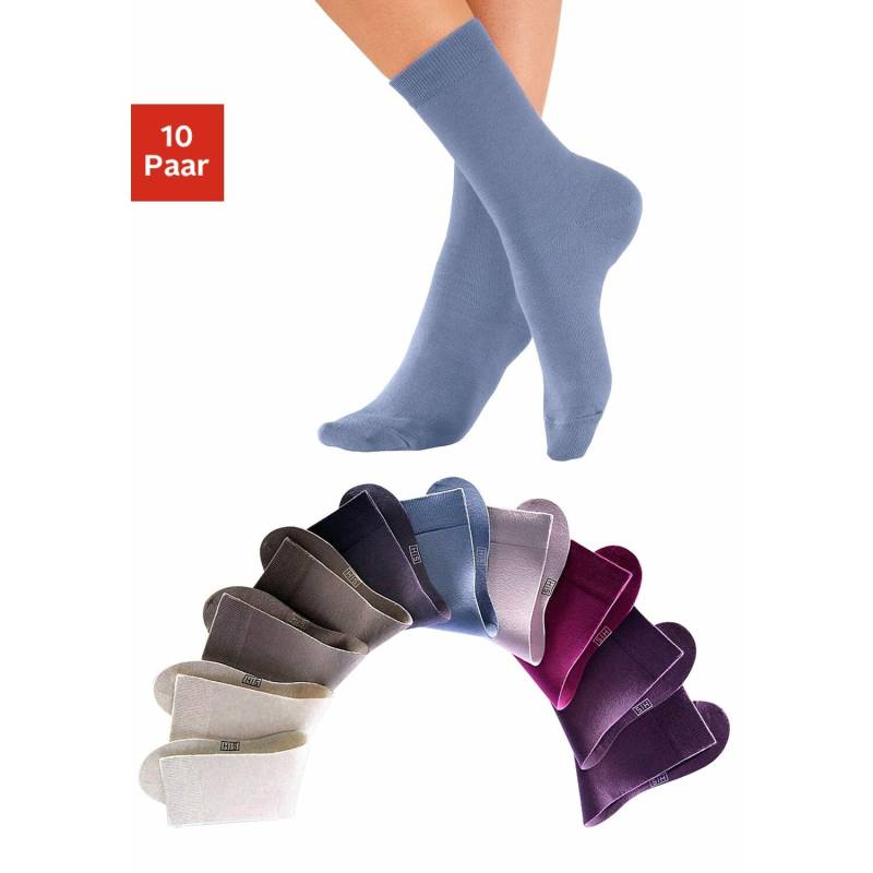 H.I.S Freizeitsocken Damen 2x taupe, 2x beige, 2x pflaume, 1x jeans, 1x lila, 1x beere, 1x altrosa Gr.47-48 von H.I.S