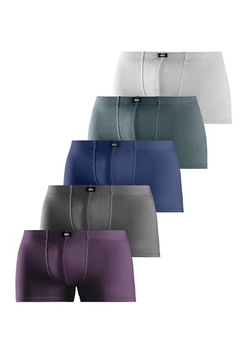 H.I.S Herren Boxershorts | 5er Pack (10, Aubergine + Anthrazit-meliert + Blau + Blau-grün) von H.I.S