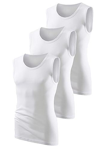 H.I.S Herren Muskelshirts, Sporthemden, Feinripp, 3er Pack (7 (54), weiss) von H.I.S