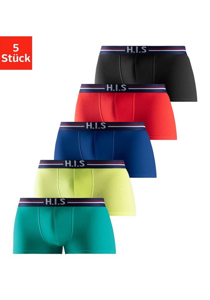 H.I.S Boxershorts (Packung, 5-St) in Hipster-Form mit Streifen und Markenlogo im Bund von H.I.S