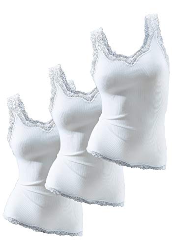 H.I.S JEANS Feinripp-Tanktop mit Spitze, H.I.S (3 Stck.) weiss, Größe 32/34 von H.I.S