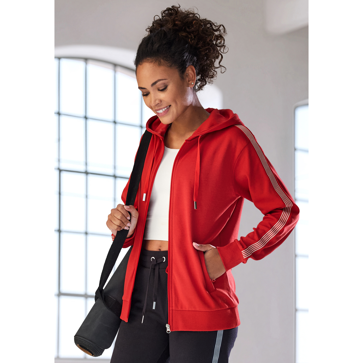H.I.S Kapuzensweatjacke Damen rot Gr.XS (32/34) von H.I.S