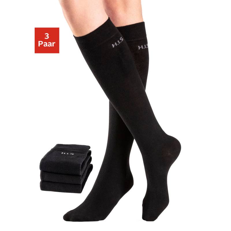 H.I.S Kniestrümpfe Damen 3x schwarz Gr.39-42 von H.I.S