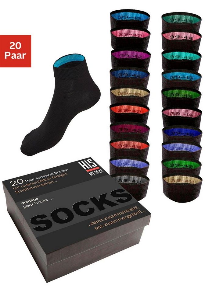 H.I.S Kurzsocken (Box, 20-Paar) in praktischer Geschenkbox von H.I.S