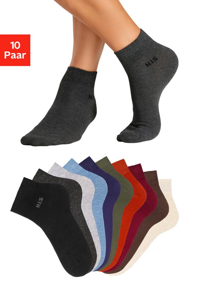 H.I.S Kurzsocken (Packung, 10-Paar) mit farbigem Innenbund von H.I.S