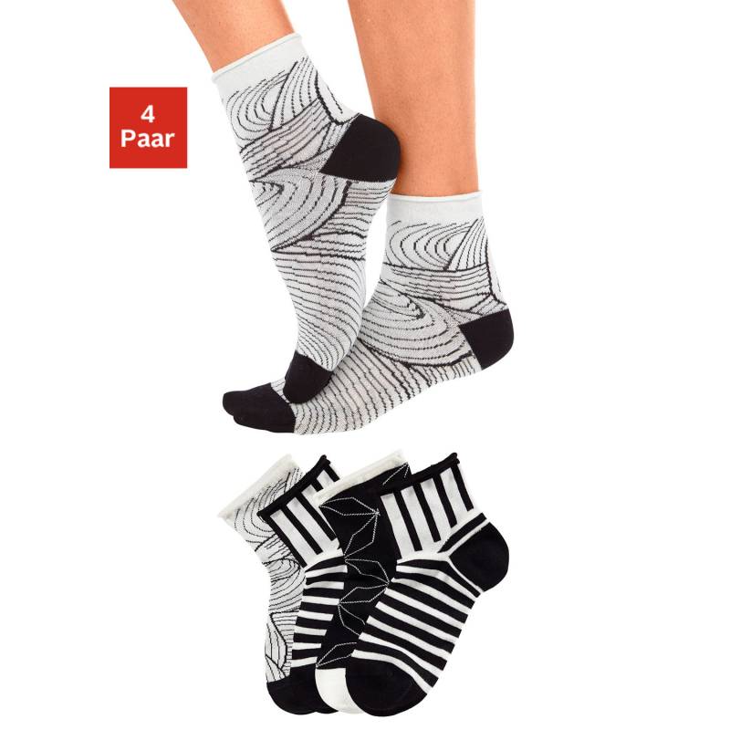 H.I.S Kurzsocken Damen schwarz-weiß-gemustert Gr.35-38 von H.I.S