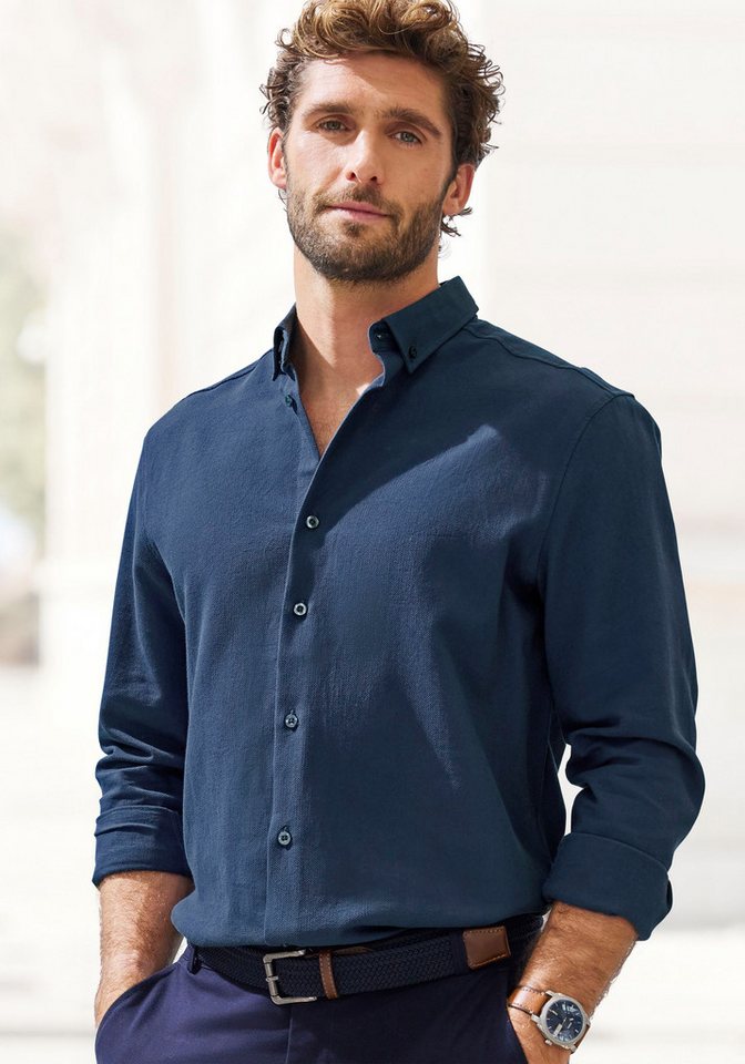 H.I.S Langarmhemd Regular Fit in hochwertiger Struktur Optik von H.I.S