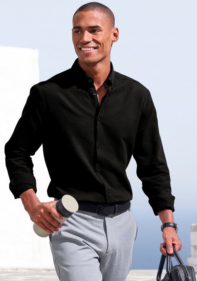 H.I.S Langarmhemd Regular Fit in hochwertiger Struktur Optik von H.I.S