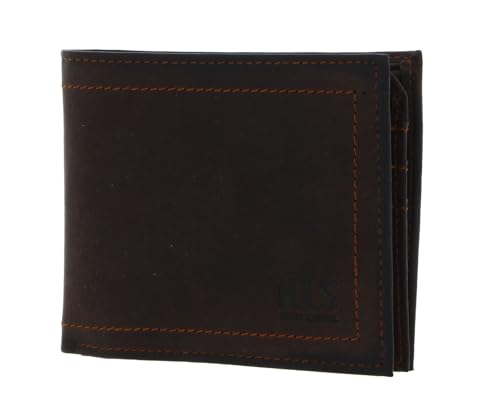 H.I.S Leder Geldbörse Flap Wallet Brown braun von H.I.S