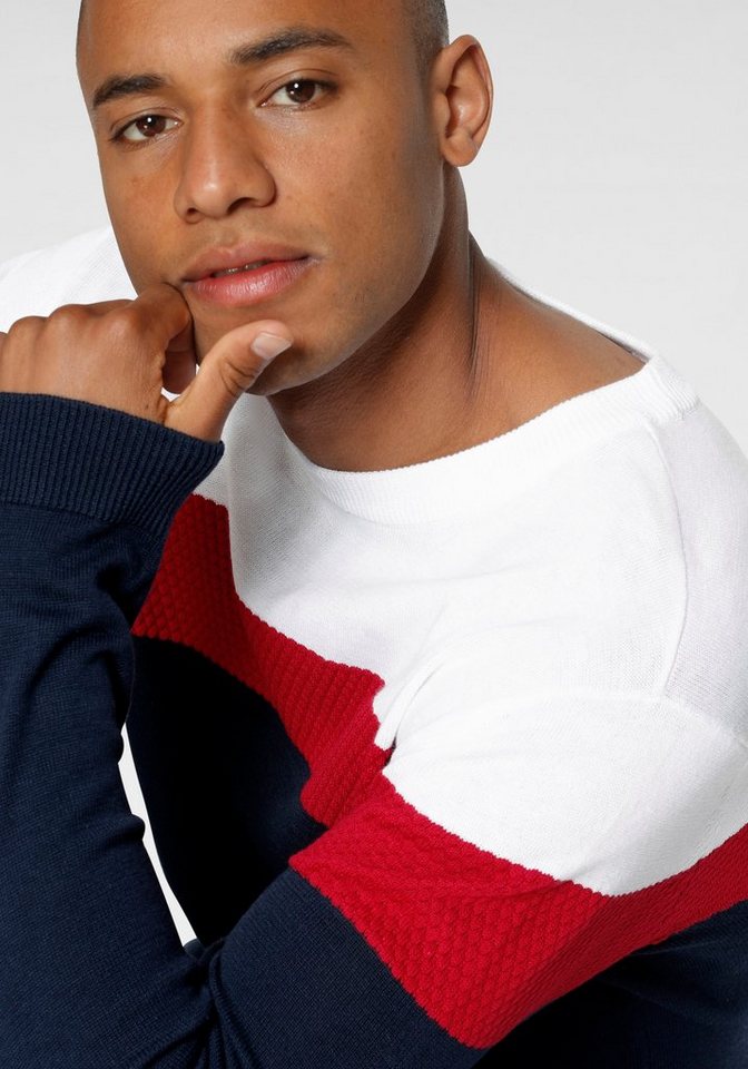 H.I.S Rundhalspullover neue Farben! Colorblocking, in leichter Strickqualität von H.I.S