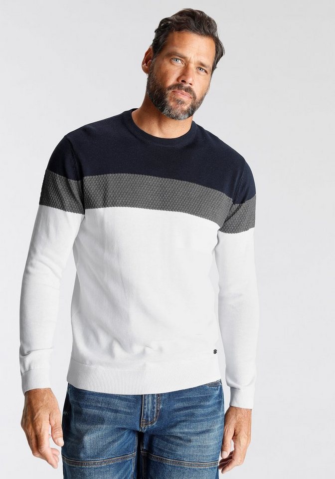 H.I.S Rundhalspullover neue Farben! Colorblocking, in leichter Strickqualität von H.I.S