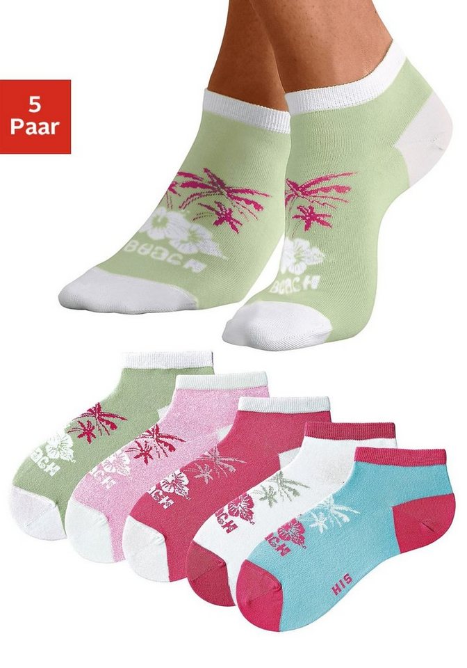 H.I.S Sneakersocken (Set, 5-Paar) im farbenfrohen Hawaii Design von H.I.S