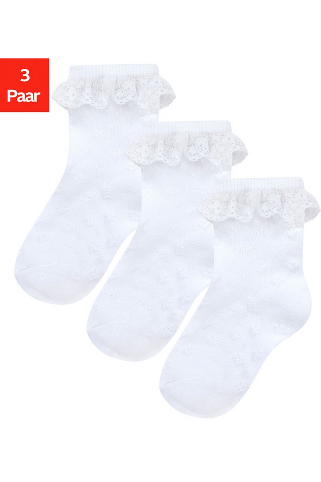 H.I.S Socken (3-Paar) mit feinem Ajour Strickmuster und kleiner Rüsche von H.I.S