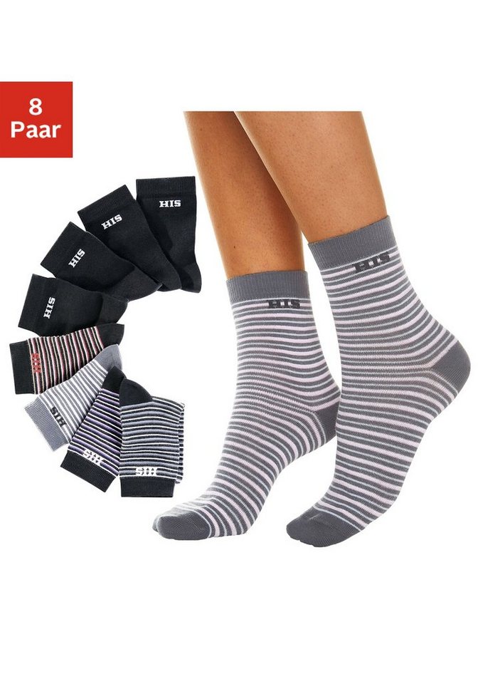 H.I.S Socken (Set, 8-Paar) geringelt und unifarben von H.I.S