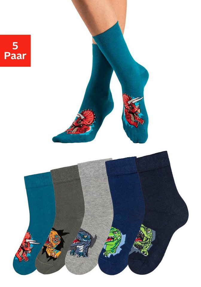 H.I.S Socken (Packung, 5-Paar) mit Dinosauriermotiven von H.I.S