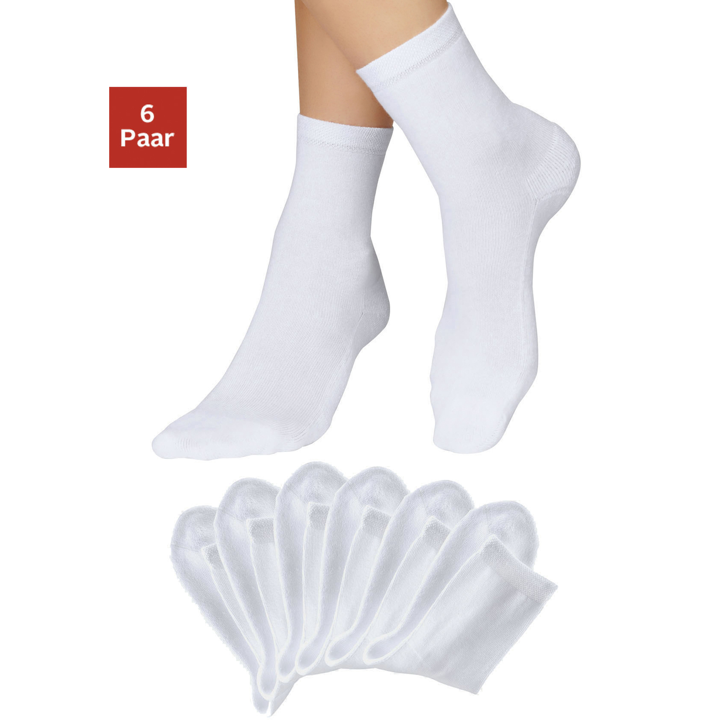 H.I.S Socken Damen 6x weiß Gr.43-46 von H.I.S