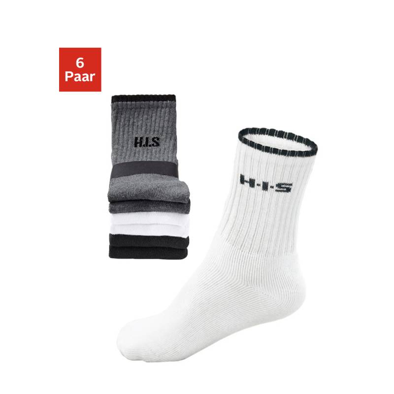 H.I.S Sportsocken Damen 2x weiß, 2x schwarz, 2x grau meliert Gr.43-46 von H.I.S